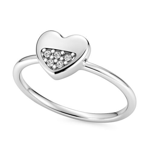 Anel de Prata 925 Slim Zircônia Symbol Coração. Estoque Limitado - Sob Consulta -