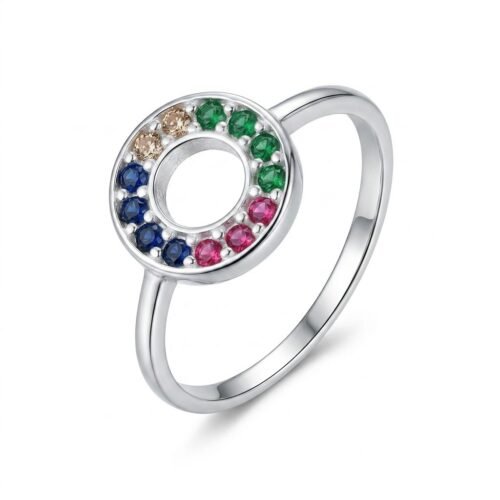 Anel de Prata 925 Slim Zircônia Color. Estoque Limitado - Sob Consulta -