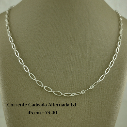 Corrente Prata 925 Cadeada Alternada 1x1 45 cm  Estoque Limitado - Sob Consulta -
