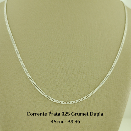 Corrente Prata 925 Grumet Dupla 45 cm - Estoque Limitado - Sob Consulta -