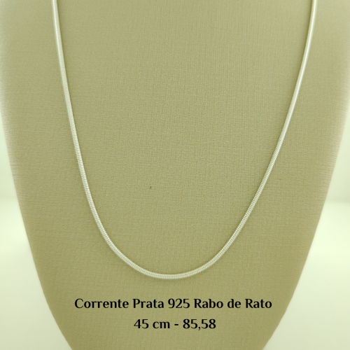 Corrente Prata 925 Rabo de Rato 45 cm - Estoque Limitado - Sob Consulta -