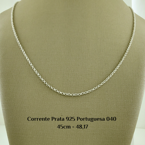 Corrente Prata 925 Portuguesa 040 45 cm - Estoque Limitado - Sob Consulta -