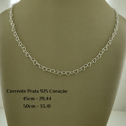 Corrente Prata 925 Coração - Estoque Limitado - Sob Consulta.