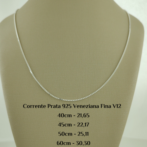 Corrente Prata 925 Veneziana Fina V12 - Estoque Limitado - Sob Consulta.