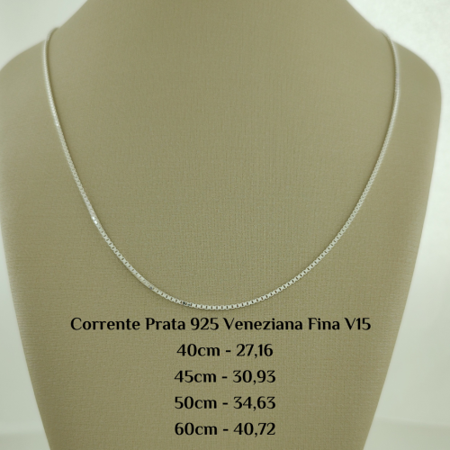 Corrente Prata 925 Veneziana Média V15 - Estoque Limitado - Sob Consulta