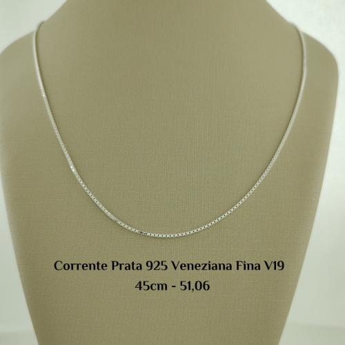 Corrente Prata 925 Veneziana Grossa V19 45cm - Estoque Limitado - Sob Consulta -