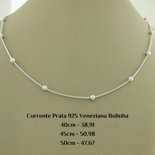 Corrente Prata 925 Veneziana Bolinha - Estoque Limitado - Sob Consulta.