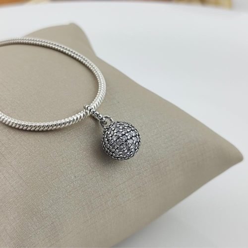 Berloque Prata 925 Pendente Esfera Pavê. Estoque Limitado - Sob Consulta -