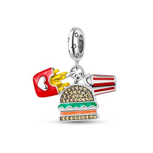 Berloque Prata 925 Pendente Fast Food. Estoque Limitado - Sob Consulta -