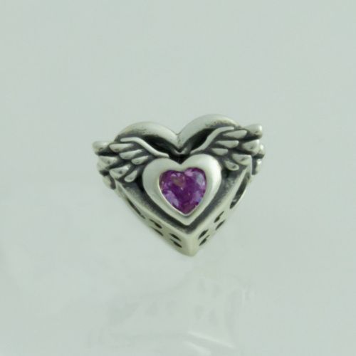 Berloque Prata 925 Separador Coração com Asas. Estoque Limitado - Sob Consulta -