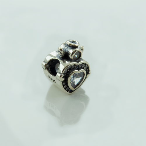 Berloque Prata 925 Separador Coração Coroa Asas. Estoque Limitado - Sob Consulta -