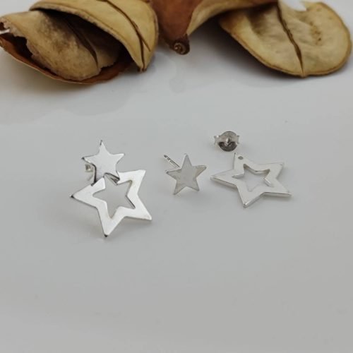 Brinco Prata 925 Brinco Duas Estrela – Estoque Limitado – Sob Consulta