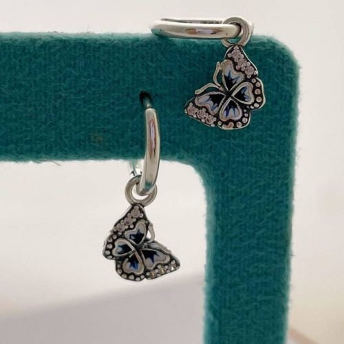 Brinco Prata 925 Brinco Inspiração Argola Borboleta Azul – Estoque Limitado – Sob Consulta