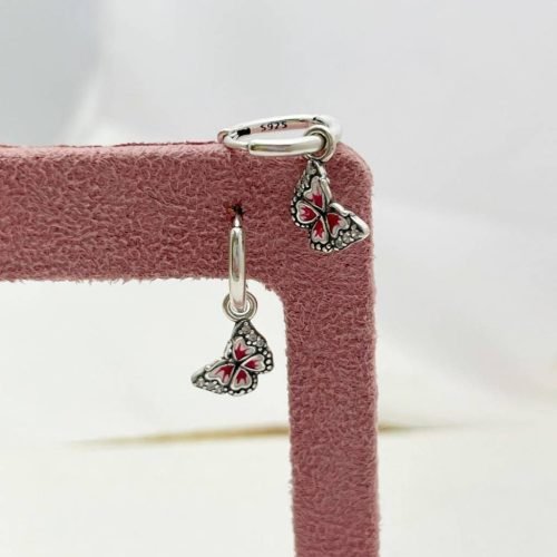 Brinco Prata 925 Brinco Inspiração Argola Borboleta Rosa – Estoque Limitado – Sob Consulta