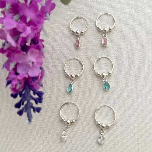 Brinco Prata 925 Brinco Argola com Coração (Colors) – Estoque Limitado – Sob Consulta