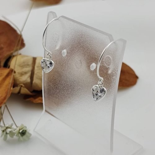 Brinco Prata 925 Brinco Argola com Coração Cristal sem Pino – Estoque Limitado – Sob Consulta