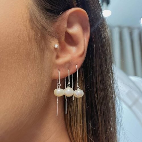 Brinco Prata 925 Brinco Pendente Pérola sem Tarraxa – Estoque Limitado – Sob Consulta