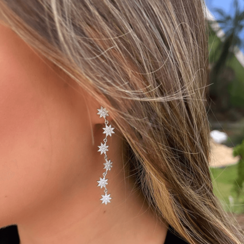 Brinco Prata 925 Brinco Pendente Estrelas – Estoque Limitado – Sob Consulta