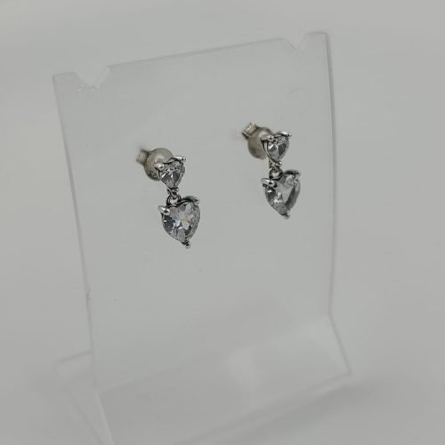 Brinco Prata 925 Brinco Coração Cristal Incolor Pendurado – Estoque Limitado – Sob Consulta