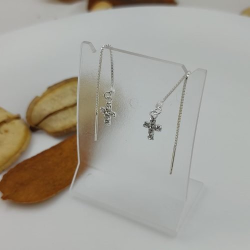 Brinco Prata 925 Brinco Pendurado Crucifixo sem Tarraxa – Estoque Limitado – Sob Consulta