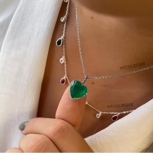 Colar Prata 925 Importado Pedra Coração –