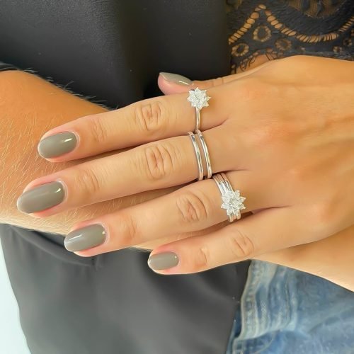 Anel de Prata 925 Solitário Duplo Cravejado. Estoque Limitado - Sob Consulta -