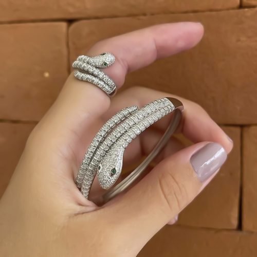 Conjunto Prata 925 Anel + Bracelete Cobra – Estoque Limitado – Sob Consulta –