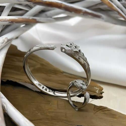 Conjunto Prata 925 Anel + Bracelete Jaguar – Estoque Limitado – Sob Consulta –