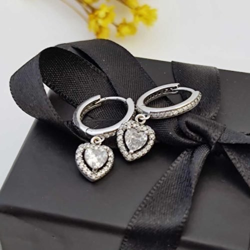 Brinco Prata 925 Inspiração Coração Com Ródio – Estoque Limitado – Sob Consulta