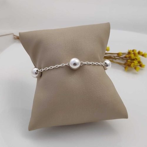 Pulseira Prata 925 Bolinha Lisa 10mm 18,5cm – Estoque Limitado – Sob Consulta