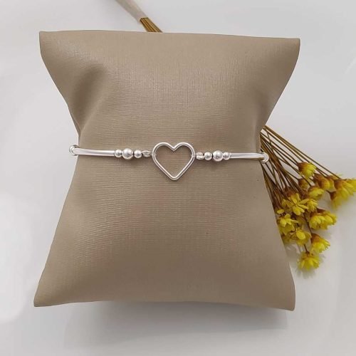 Pulseira Prata 925 Importado Coração Vazado Bolinas – Estoque Limitado – Sob Consulta