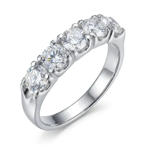 Anel de Prata 925 Aparador Zircônia 5 Pedras. Estoque Limitado - Sob Consulta -