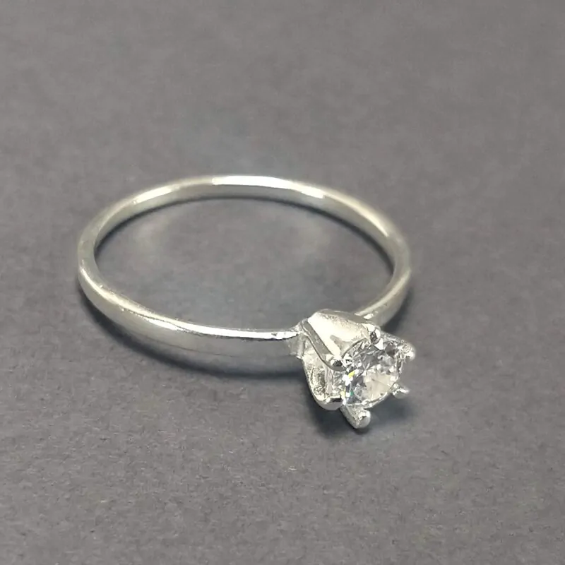 Anel de Prata 925 Solitário Zircônia 1 Pedra. Estoque Limitado - Sob Consulta -