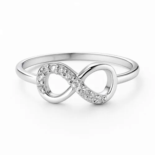 Anel de Prata 925 Slim Zircônia Symbol Infinito. Estoque Limitado - Sob Consulta -