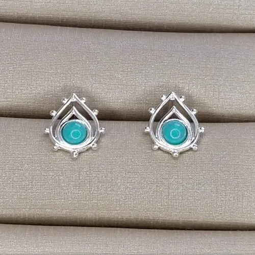 Brinco de Prata 925 Turquesa Arabesco