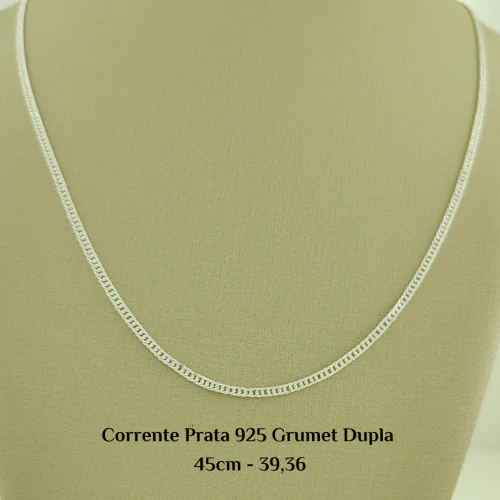 Corrente Prata 925 Grumet Dupla 45 cm - Estoque Limitado - Sob Consulta -