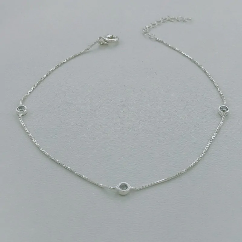 Pulseira Prata 925 Veneziana Ponto de Luz Zircônia Embutida Redonda – Estoque Limitado – Sob Consulta