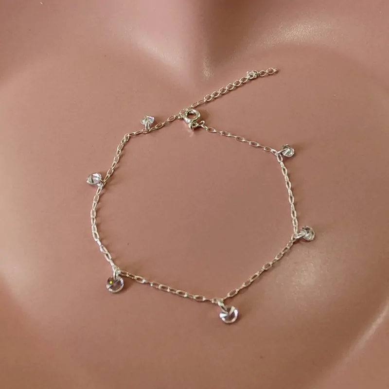 Pulseira Prata 925 Pingente Ponto de Luz Zircônia Redonda 4 mm – Estoque Limitado – Sob Consulta