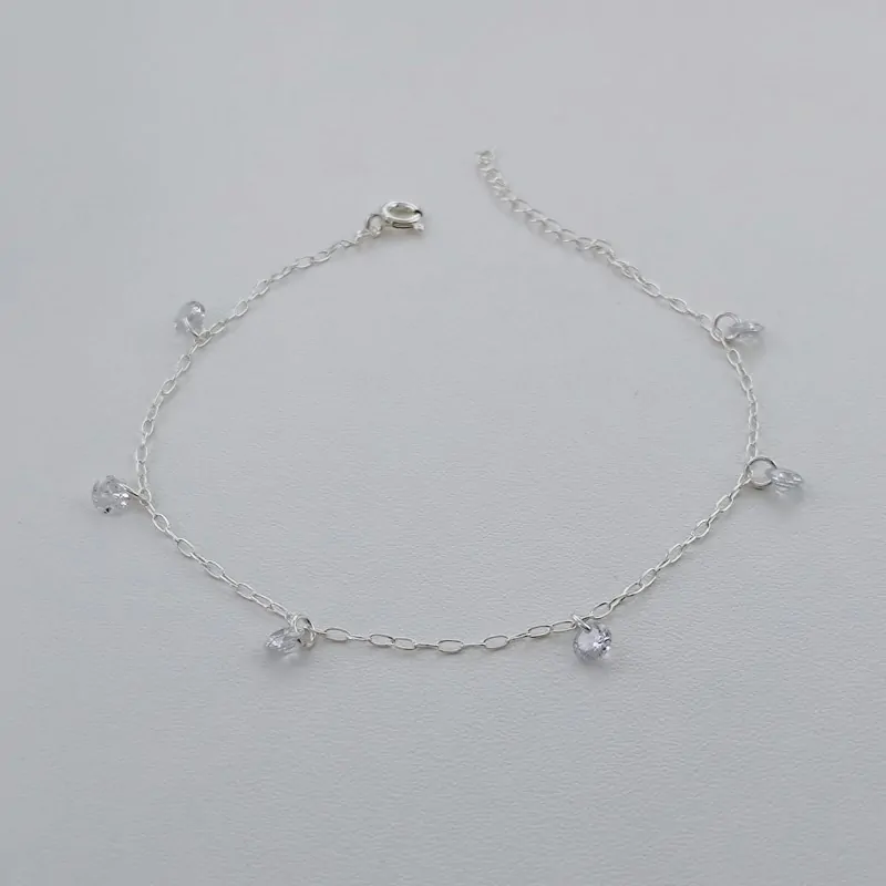 Pulseira Prata 925 Pingente Ponto de Luz Zircônia Redonda 4 mm – Estoque Limitado – Sob Consulta