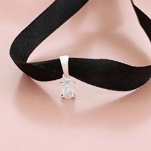 Pingente Prata 925 Ponto de Luz Zircônia Oval 4x6 mm – Estoque Limitado – Sob Consulta