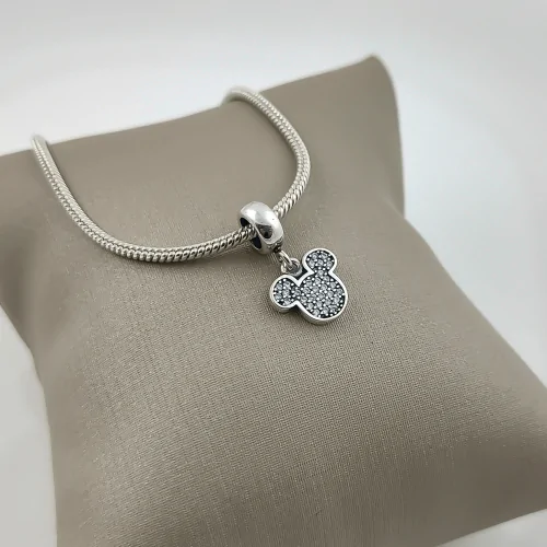 Berloque Prata 925 Pendente Mickey Cravejado. Estoque Limitado - Sob Consulta -