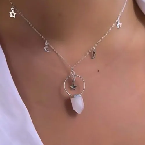 Colar Prata 925 Importado Pingente Talismã Pedra Natural (Cores) – Sob Consulta