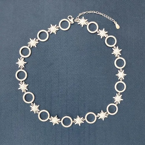 Choker Prata 925 Estrela Circulo 30cm + 5cm. Estoque Limitado - Sob Consulta -