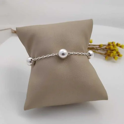 Pulseira Prata 925 Bolinha Lisa 10mm 18,5cm – Estoque Limitado – Sob Consulta