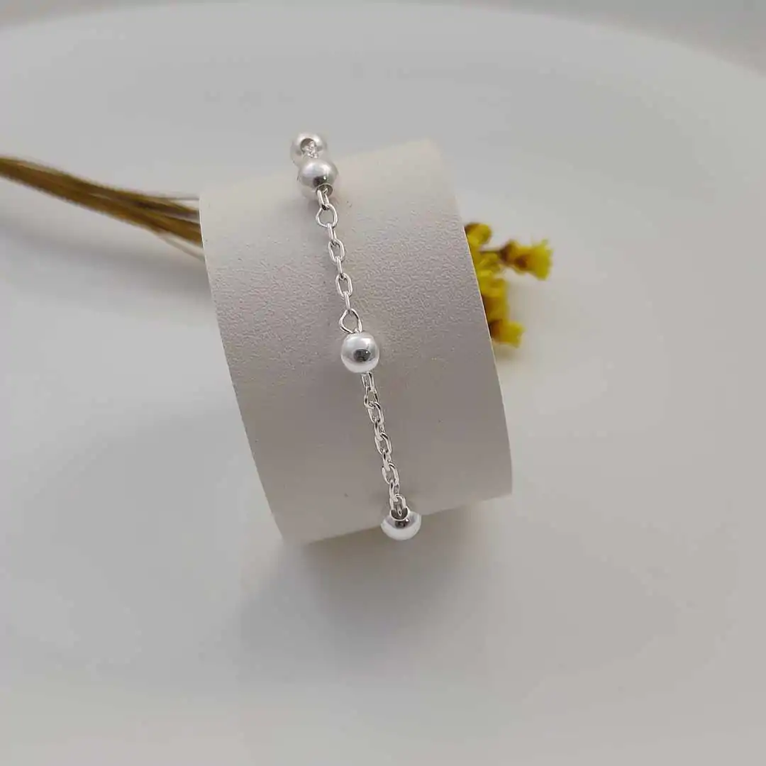 Pulseira Prata 925 Bolinha Lisa 10mm 18,5cm – Estoque Limitado – Sob Consulta