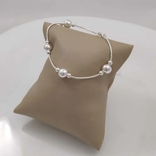 Pulseira Prata 925 Bolas 8mm 20cm – Estoque Limitado – Sob Consulta